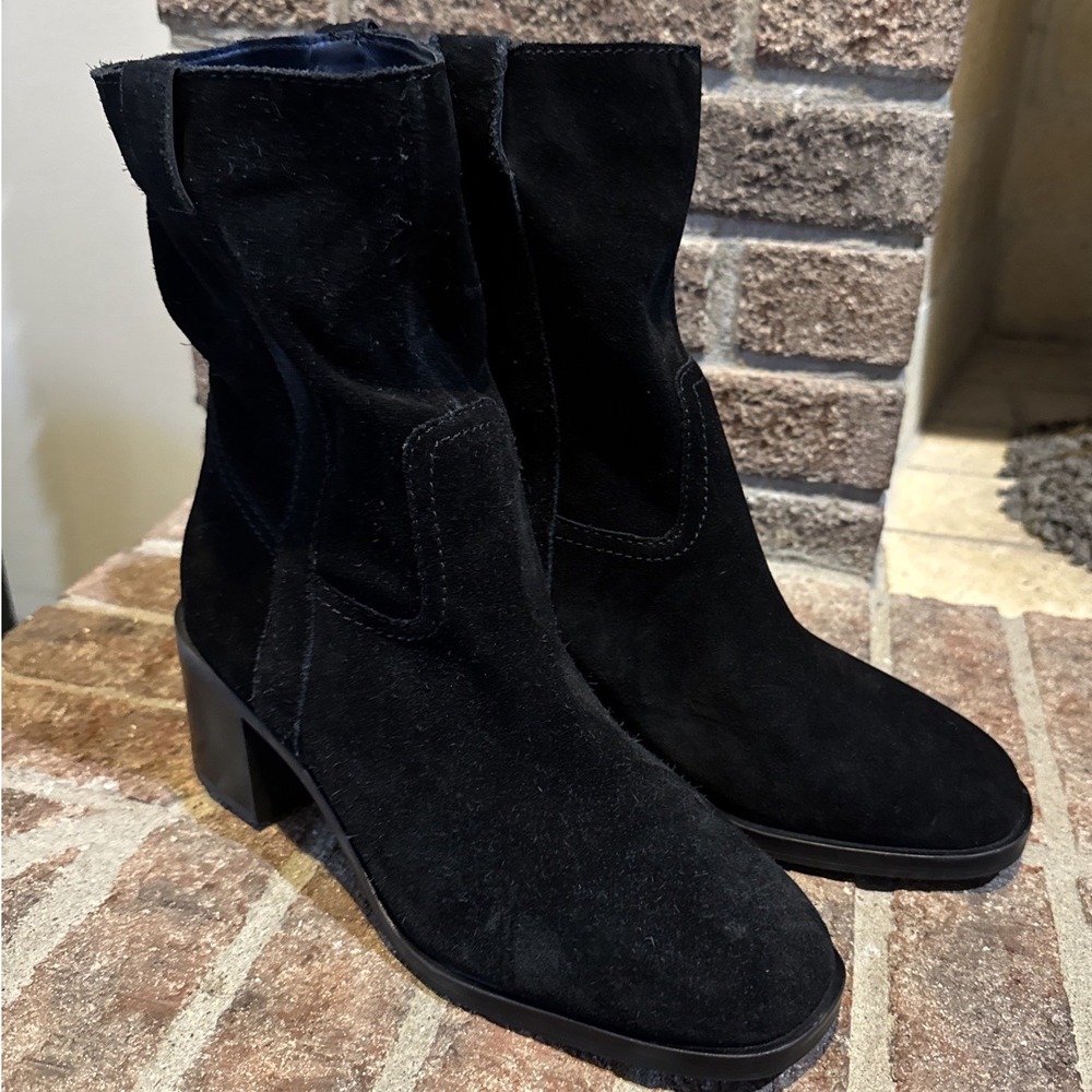 Steve Madden Women Romney Black Leather Western Festival Pull On Boots sz 9 #557